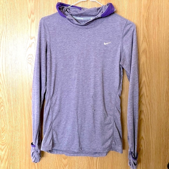 Nike Purple Dri-Fit Hoodie Jogging Top - Picture 1 of 5